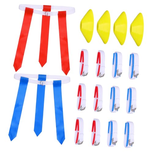 Toddmomy 16-pc Rugby Training Kit Football Flags Set Belts Cones Youth Soccer Equipment Sports Cones for Drills