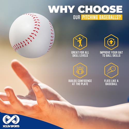 Pitching Machine Foam Baseballs – 12 Pack Baseballs with Real Game Feel – High Density Foam Balls for Batting Practice – No Sting Hitting Practice Equipment – Sports Equipment – 12 Balls