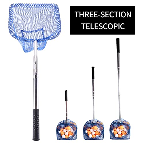 Portable Telescopic Scoop Net Table Tennis Ball Picker Net Table Tennis Ball Picker Container Training Tool for Ball, Blue