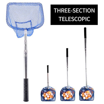 Portable Telescopic Scoop Net Table Tennis Ball Picker Net Table Tennis Ball Picker Container Training Tool for Ball, Blue