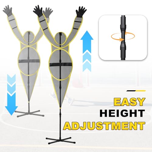 Water Bag Base Basketball Training Dummy - Fixed Arm Defensive Mannequin, Height-Adjustable & Portable for Shooting/Dribbling | for Teams, Coaches, Individuals (Yellow)