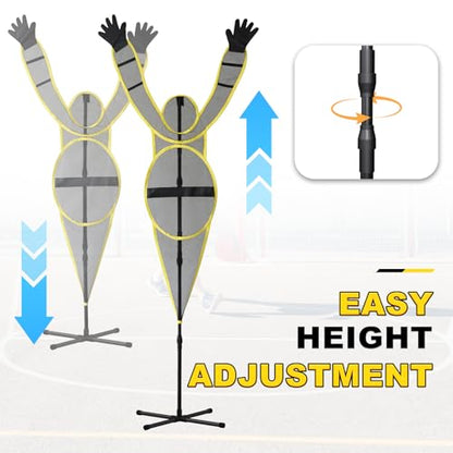 Water Bag Base Basketball Training Dummy - Fixed Arm Defensive Mannequin, Height-Adjustable & Portable for Shooting/Dribbling | for Teams, Coaches, Individuals (Yellow)