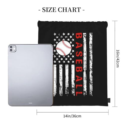 American Baseball Flag Unisex Drawstring Backpack Bag Sport Gym Travel Swim Sackpack - color: American Baseball Flag3
