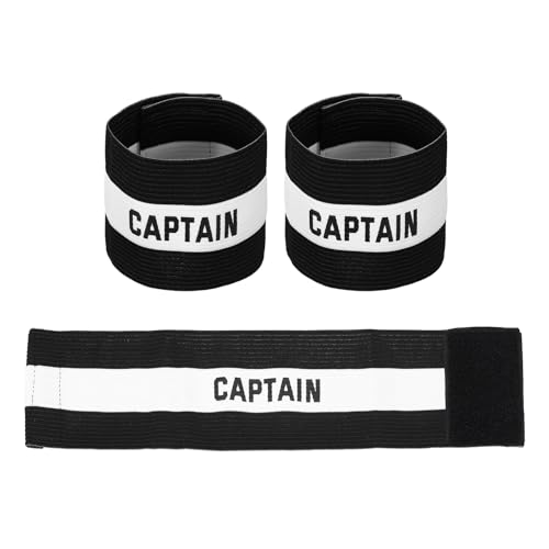Soccer Captain Armbands, Adjustable Captain Bands Soccer Elastic Armband - color: Black,White