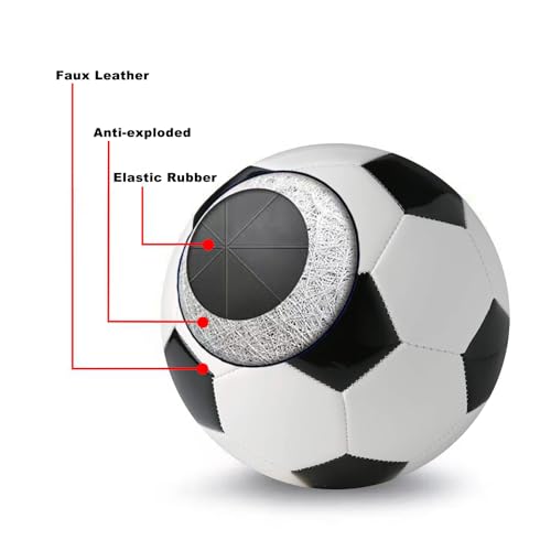 Soccer Ball Size 3 4 5 Training Practice Ball for Boy Girl Kid Classic Soccerball with 32 Leather Panels Machine Sewing Come with Pump