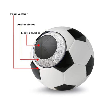 Soccer Ball Size 3 4 5 Training Practice Ball for Boy Girl Kid Classic Soccerball with 32 Leather Panels Machine Sewing Come with Pump