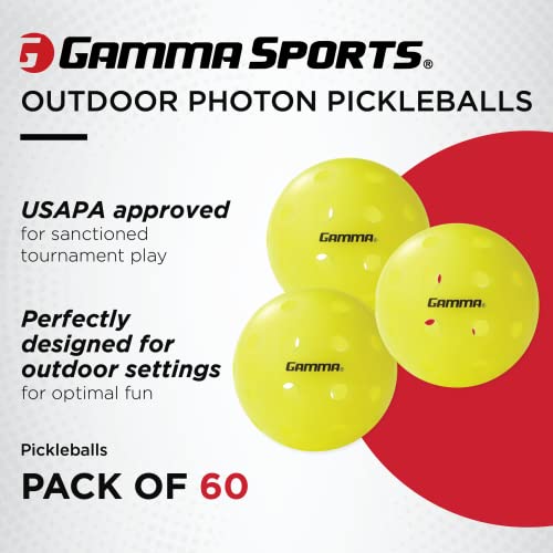Gamma Photon Pickleballs, 40 Precision Molded Holes, USAPA Approved for Tournament Play, High-Visibility, Quiet, Durable, Ultra Balanced