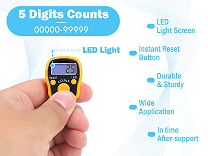 8PCS Electronic Finger Counter, LED Electronic Handheld Tally Counter, 5-Digit Counters Clicker, Lap Track Handheld Counter with Ring, for Golf Sports Fitness Exercise Warehouse(8 Colors)