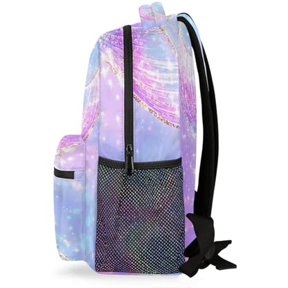 Kids School Backpack Elegant Mermaid Tail Ombre Glitter Sparkle Large Bookbag for Elementary Students Girls Lightweight Travel Casual Daypack Water Resistant Outdoor Sport Hiking Rucksack - color: Elegant Mermaid Tail Ombre Glitter Sparkle