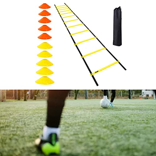 SUNGOOYUE Agility Ladder, 12 Rung 20ft Speed Agility Training Equipment Set with Carrying Bag, for Soccer Training Sports Coordination Workout