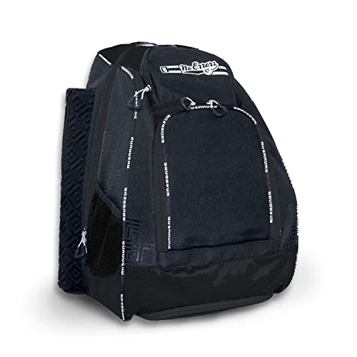 No Errors Sports RBP Rookie Baseball and Softball Backpack - Youth Baseball and Softball Bat Bag with Fence Hooks - Baseball and Softball Equipment Bag for Kids - color: Black/Silver