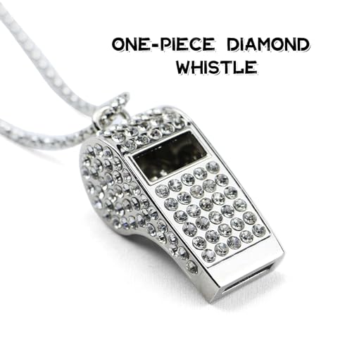 Metal Rhinestone Lanyard Whistle Bling Crystal Loud Sound with Chain Whistle for Coaches, Referee, Teachers, Police, Lifeguard, Emergency, Sports, Adults (Silver)
