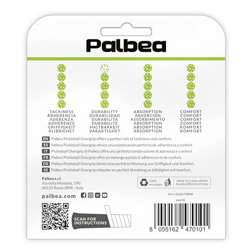 Pickleball OverGrip Tape - Pack of 3/6/12/22/60 - Extra Tacky White Pickleball Grip Tape - High Sweat Absorption & Non-Slip Soft Touch. Accessories Designed to Enhance Your Pickleball Paddle Grip Tape - style: 3-Pack White
