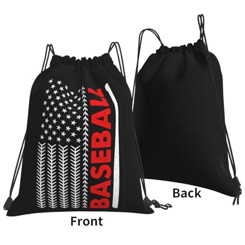 American Baseball Flag Unisex Drawstring Backpack Bag Sport Gym Travel Swim Sackpack - color: American Baseball Flag1