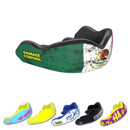 DAMAGE CONTROL High-Impact Mouth Guard – Sports Mouthguard for Boxing, Football, Hockey, Lacrosse & Basketball, Protects Teeth & Jaw, Protective Mouthpiece for Adults & Youth (Adult, Mexican Flag) - color: Mexican Flag, size: Adult