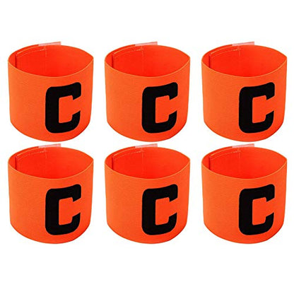 6 Pieces Elastic Soccer Captain Armband Adjustable Football Basketball Player Bands for Adult Youth - color: Orange
