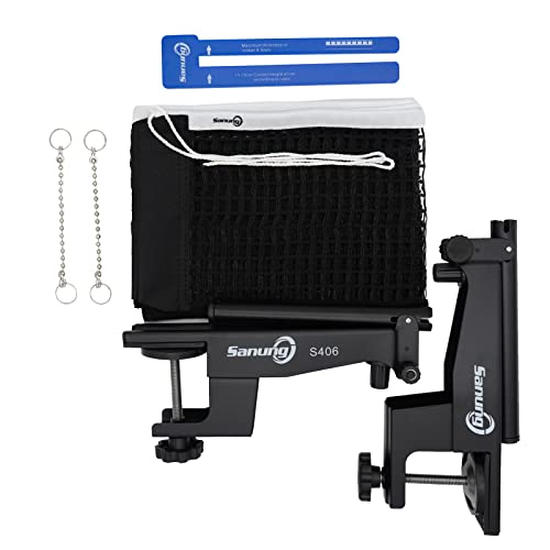 Sanung S406 Table Tennis Net and Post Portable, Professional Ping Pong Net and Post Set for Any Standard Tables (60 inch Width), Used for Training Competition, Easy Setup