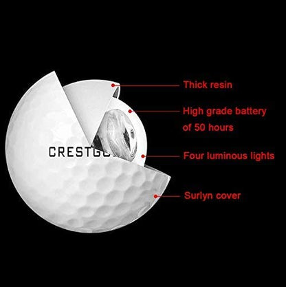 Crestgolf Glow in The Dark Golf Balls with Glow Tees, Super Bright Light Up LED Balls with 12-Minute Reset Timer, Fun Gift for Men and Women, Backyard Putting Greens - color: Red/Blue/Green
