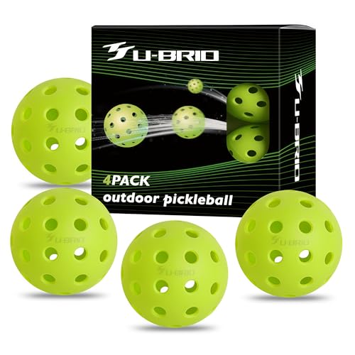 Pro-Grade 40-Hole Outdoor Pickleball Balls 3/4/12 Pack- Pro-Player Tested with Wind-Resistant Design, High-Visibility & 300+ Hit Suitable for Players of All Skill Levels - color: green, size: 4 pack