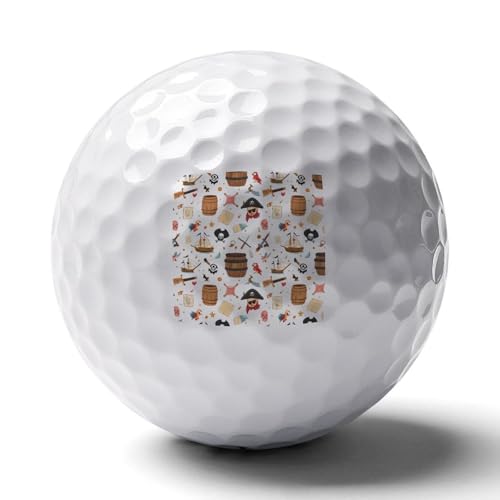 PiratesThemed Items Ship Bird Print Golf Balls for Men Women Practice Training Golf Balls for Indoor Outdoor Use