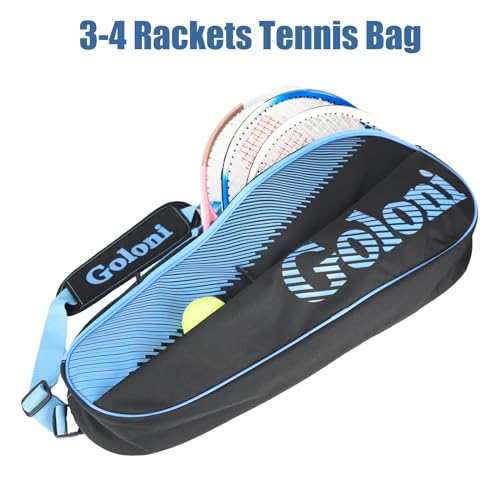 Goloni | 3 Racquet Tennis Bag, for Professional or Beginner Tennis Players, Rackets Cover Bag with Protective Pad & Lightweight | Unisex Design for Men, Women, Youth and Adults - color: sky blue