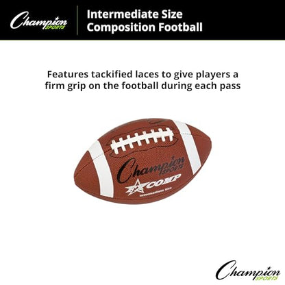 Champion Sports Pro & Composite Series Footballs – Water-Resistant Composite, Indoor/Outdoor, Official–Pee Wee Sizes - size: Intermediate, style: Composite