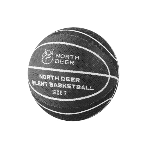 Northdeer 2026 New Silent Basketball Size 7 no shed, Indoor Basketball with Fabric Cover, 1:1 Real Match Silicone-Coated Quiet Ball, Upgraded Material for Realistic Grip & Higher Bounce - color: Black/White-Non Compressed(No color box packaging)