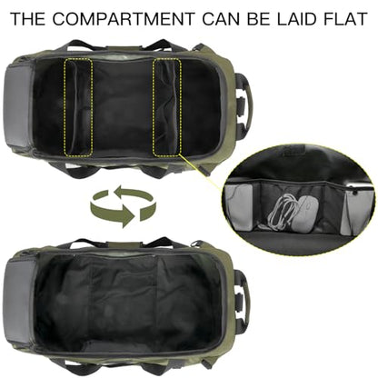 100L Extra Large Travel Duffle Bag Backpack for Men, 3 in 1 Sports Duffel Bags W/Adjustable Shoulder Strap & Dividers Gym Equipment/Gear Weekend Overnight Bag for Trip Camping Hiking, XL Green - color: Green