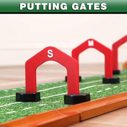 CHAMPKEY Premium Golf Putting Green Indoor with 3 Golf Putting Gates - Improves Putting Accuracy and Skill Levels Golf Putting Mat - Ideal for Indoor and Outdoor Training - style: Dual Hole - Wooden