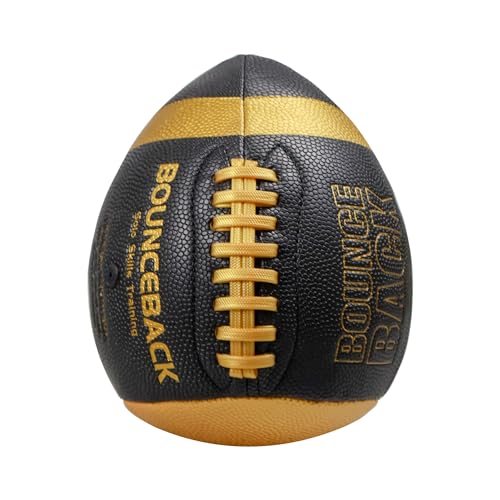 BOUNCEBACK Soft Leather Training Football, Youth Size & Official Size, Fatherless PU PassCatch Solo Enhancing Passing Catching(with Pump) - style: Black-7#(Ages 5-14)