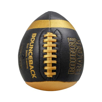 BOUNCEBACK Soft Leather Training Football, Youth Size & Official Size, Fatherless PU PassCatch Solo Enhancing Passing Catching(with Pump) - style: Black-7#(Ages 5-14)
