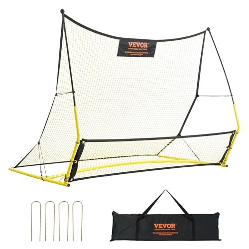 VEVOR Soccer Trainer，Portable Soccer Rebounder Net, Iron Soccer Practice Equipment, Sports Football Rebounder Wall with Portable Bag, Perfect for Team Solo Training, Passing, Volley