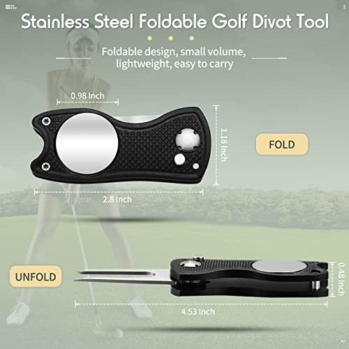 Skylety 6 Packs Golf Repair Tool Stainless Steel Foldable Golf Divot Tool Magnetic Button Ball Marker - color: Black, Silver, Gray