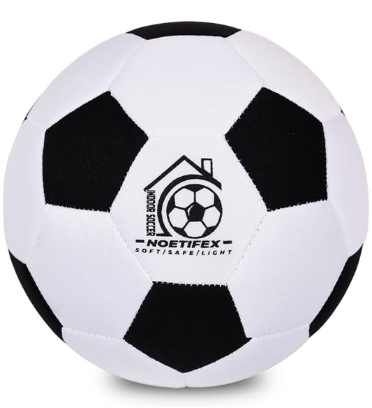 Size 4 Soft Fabric Soccer Ball Safe Silent Indoor Ball for Youth, Lightweight House Training Ball for Dribbling & Juggling at Home(Deflated) - color: Black and White