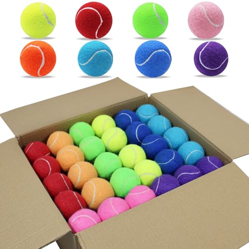 Magicorange Tennis Balls, Practice Training Balls for Beginners, Playing Ball for Dogs with Mesh Bag - color: Multicolor, size: 80 Pack