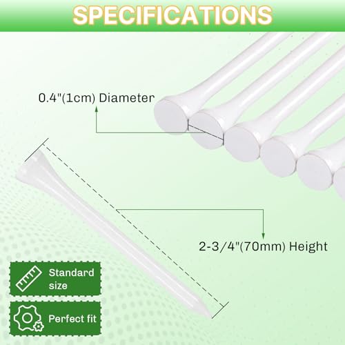 Bamboo Golf Tees 1000/500 PCS 2-3/4 & 3-1/4 inch Length | Professional Natural Bamboo Golf Tees, Durable and Low Friction
