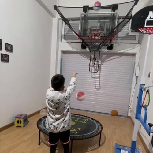 Basketball Practice Network Wall-Mounted Basketball Hoops Return Attachment, Indoor Outdoor Basketball Shot Trainer Equipment Foldable, Adult/Teens/Child