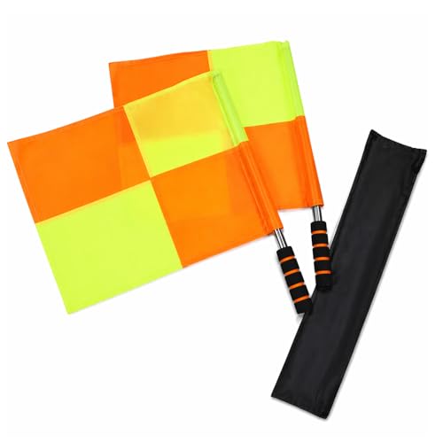 2-Pack Soccer Referee Flags, 14x14 Inches Ideal for linesmen and offside signaling in soccer games, these durable flags offer high visibility. Perfect for matches, training, and referee equipment.