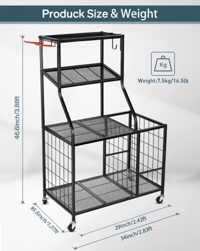 AHOWPD Weight Rack Home Gym Storage, Yoga Mat Storage Rack Workout Equipment Storage Rack for Dumbbells Kettlebell Resistance Band, Exercise Equipment Gym Rack Organizer with Wheel and Levelling Feet