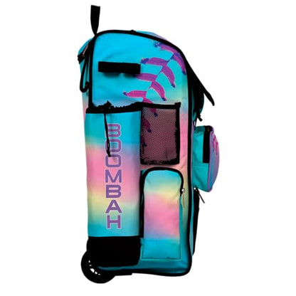 Boombah Rolling Superpack Baseball/Softball Gear Bag - Telescopic Handle - Holds 4 Bats - Wheeled Version - Softball Dream