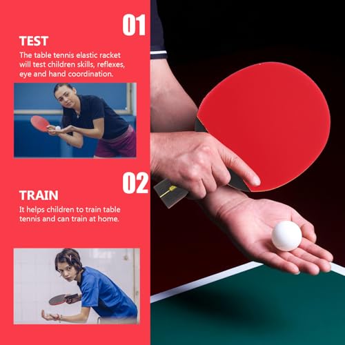 FUOYLOO Table Tennis Paddle Set for Students with 1 Long and 1 Short Pure Wood Rackets, 3 Ping Pong Balls, Anti-Slip Handles, Portable Trainer Kit for Home and Outdoor Sports