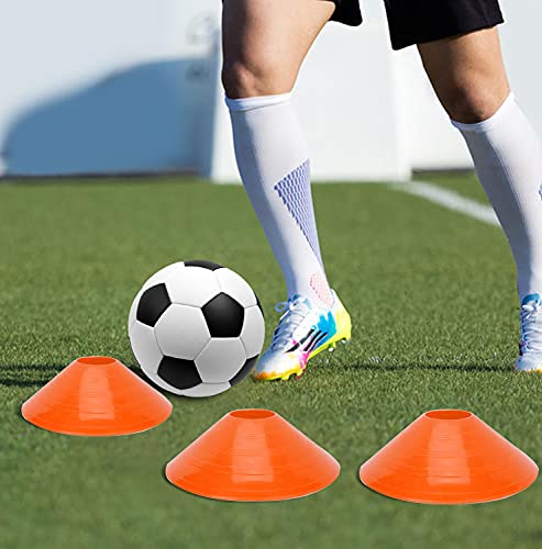 TOCO FREIDO Speed&Agility Training Set – 20ft Agility Ladder Set with 12 Rungs, 4 Adjustable Training Hurdle, 12 Disc Cones, 2 Resistance Bands, 1 Running Parachute and Footwork Drills Equipment - color: Upgraded Version - Orange