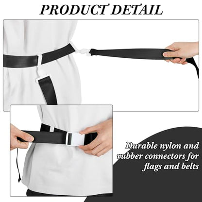 Peryiter 2/12/24/36 Player Flag Football Belt, Adjustable Football Belts and Flags for Kids Youth Adult Sport Team Training - color: Black