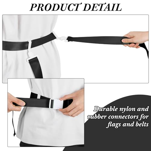 Peryiter 2/12/24/36 Player Flag Football Belt, Adjustable Football Belts and Flags for Kids Youth Adult Sport Team Training - color: Black,white