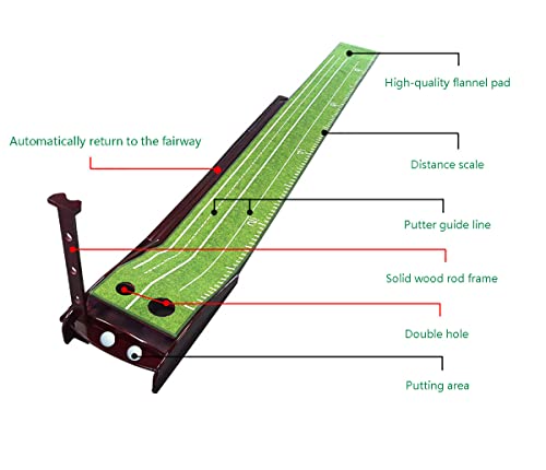 Perfect Golf Putting Mats with Green Ramp Premium Wood Training Aid for Home Office Putting Practice