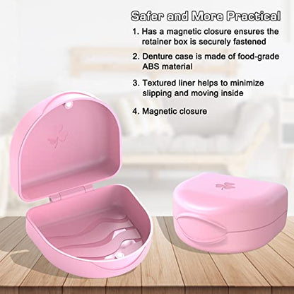 2 PCS Retainer Cases, Solid Orthodontic Retainer Cases. (Pink)