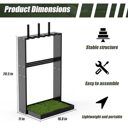 Golf Putter Stand, Premium Wooden Golf Club Rack for 6 Clubs, 18 Balls & 3 Putter Covers Storage, Golf Putter Stand, Floor Display Rack for Indoor Home Office Club Simulator