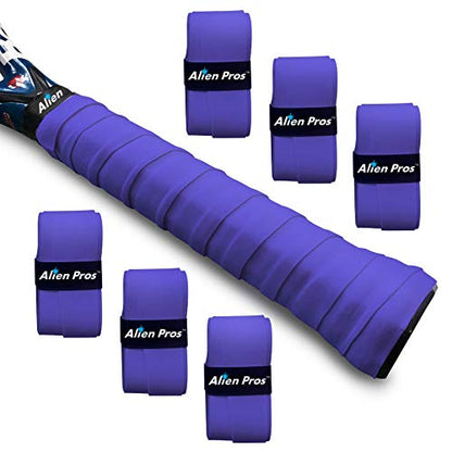 ALIEN PROS Tennis Racket Grip Tape - Precut and Dry Feel Tennis Grip - Tennis Overgrip Grip Tape Tennis Racket - Wrap Your Racquet for High Performance - color: 6-Pack Purple