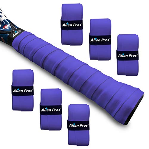 ALIEN PROS Tennis Racket Grip Tape - Precut and Dry Feel Tennis Grip - Tennis Overgrip Grip Tape Tennis Racket - Wrap Your Racquet for High Performance - color: 6-Pack Purple