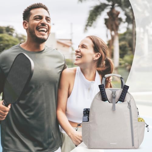 G4Free Tennis Backpack, Pickleball Bag Tote, Large Pickleball Bags for Women and Men, Casual Sports Gym Tennis Bag - color: Ivory